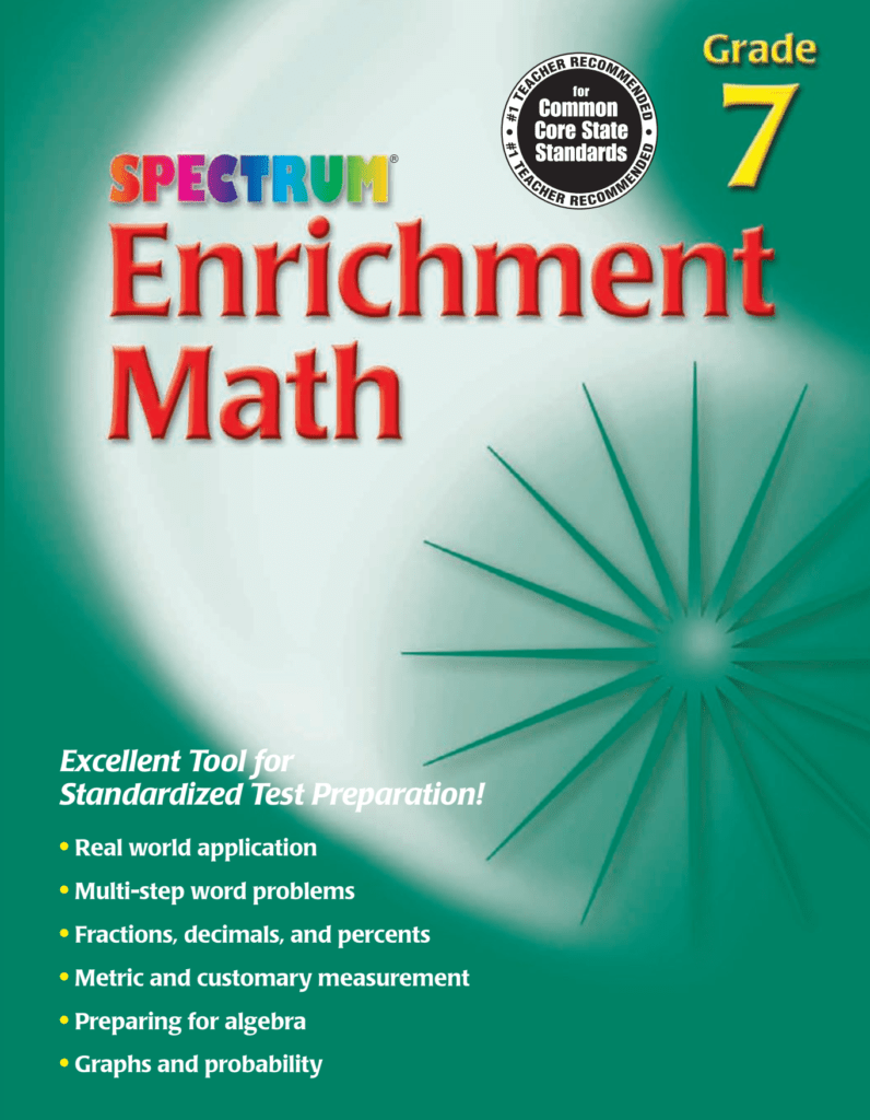 Rich Results on Google's SERP when searching for 'Spectrum Enrichment Math Workbook 7'
